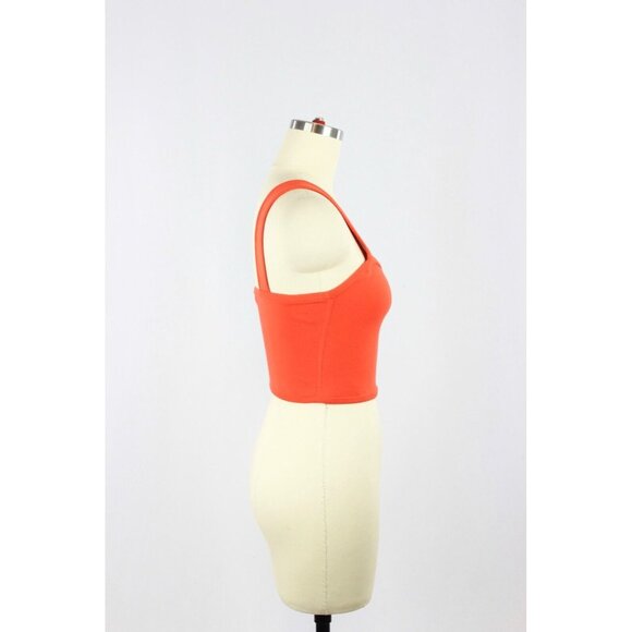 Aritzia WILFRED Orlina Red Orange Knit Cropped Tube Tank Top, Size S - Picture 3 of 11
